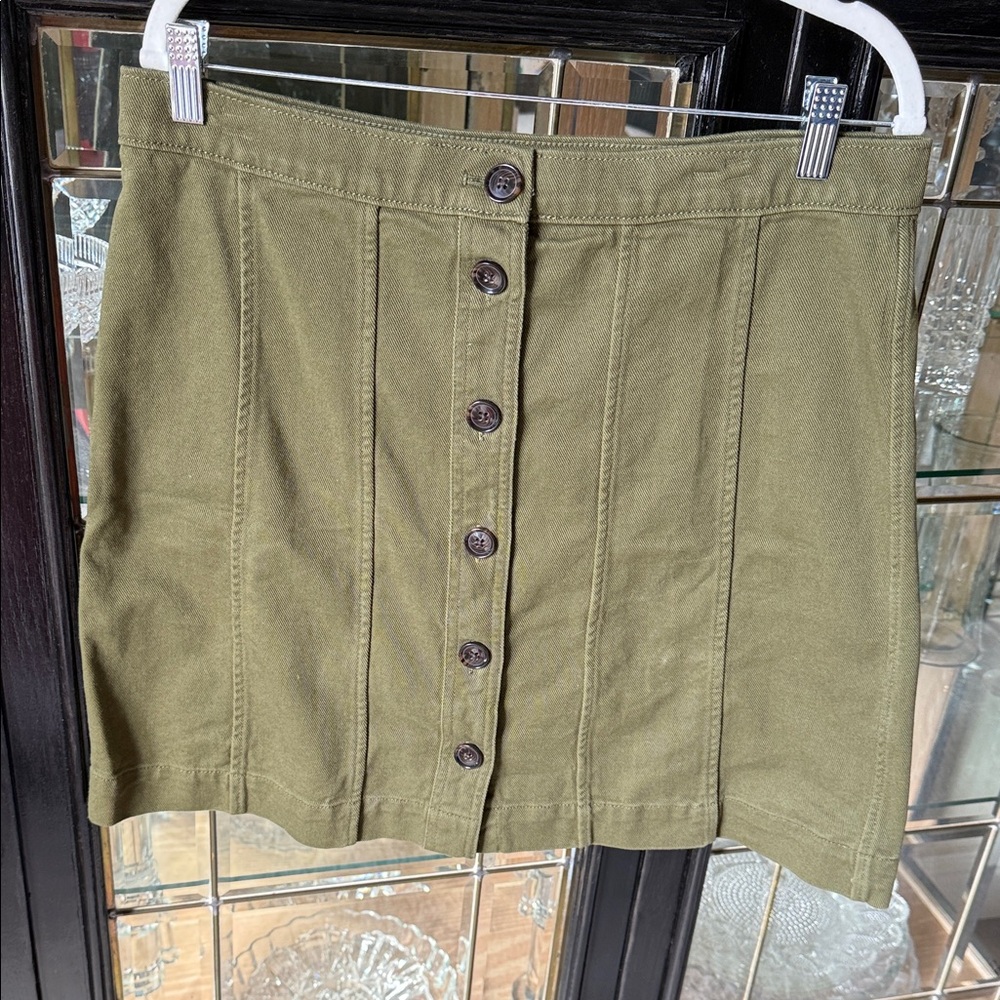 Banana Republic Khaki Button-Up Mini Skirt